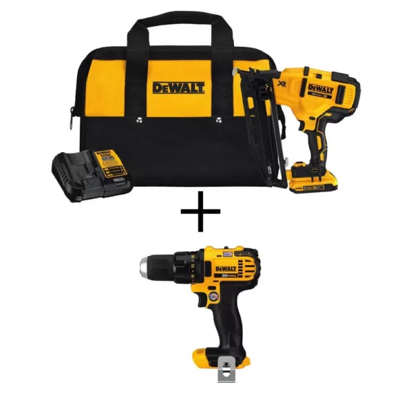 DEWALT 20-Volt MAX 16-Gauge Cordless Angled Nailer Kit with Bonus Bare 20-Volt MAX Cordless Compact Drill/Driver