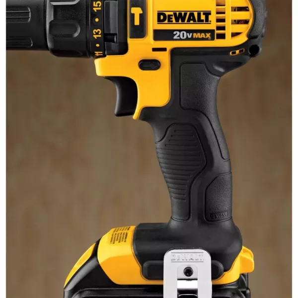 DEWALT 20-Volt MAX Cordless Compact 1/2 in. Hammer Drill/Driver, (2) 20-Volt 1.3Ah Batteries & Mech Tool Set (108-Piece)