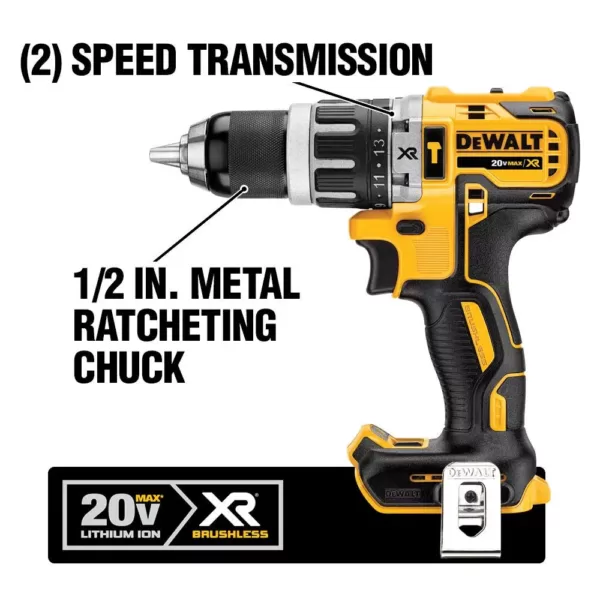 DEWALT 20-Volt MAX XR with Tool Connect Cordless Brushless 1/2 in. Hammer Drill/Driver (Tool-Only)