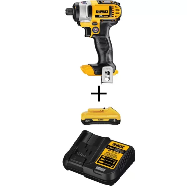 DEWALT 20-Volt MAX Cordless 1/4 in. Impact Driver, (1) 20-Volt 4.0Ah Battery & Charger