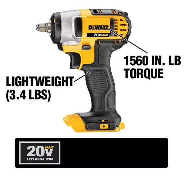 DEWALT 20-Volt MAX Cordless 3/8 in. Impact Wrench Kit with Hog Ring (Tool-Only)