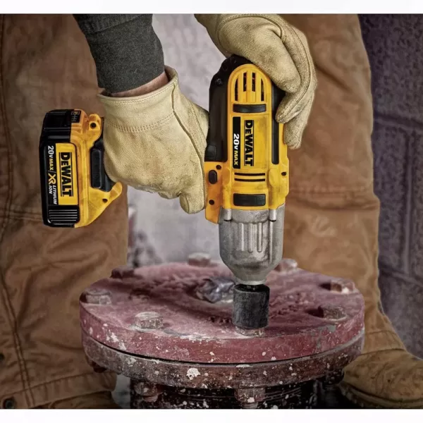 DEWALT 20-Volt MAX Cordless 1/2 in. High Torque Impact Wrench with Hog Ring & (2) 20-Volt 4.0Ah Batteries