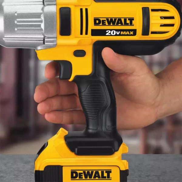 DEWALT 20-Volt MAX Cordless 1/2 in. High Torque Impact Wrench with Detent Pin, (2) 20-Volt 4.0Ah & (1) 20-Volt 5.0Ah Batteries