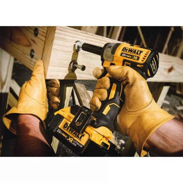 DEWALT 20-Volt MAX XR Cordless Brushless 3/8 in. Compact Impact Wrench, (2) 20-Volt 4.0Ah Batteries & 3/8 in. Impact Socket Set