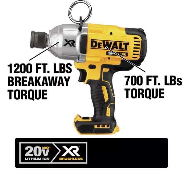 DEWALT 20-Volt MAX XR Cordless Brushless 7/16 in. High Torque Impact Wrench Quick Release Chuck & (1) 20-Volt 5.0Ah Battery