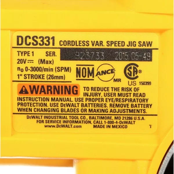 DEWALT 20-Volt MAX Cordless Jig Saw with (1) 20-Volt Battery 4.0Ah