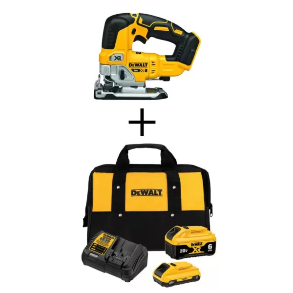 DEWALT 20-Volt MAX XR Cordless Brushless Jigsaw with (1) 20-Volt Battery 6.0Ah, (1) 20-Volt Battery 4.0Ah & Charger