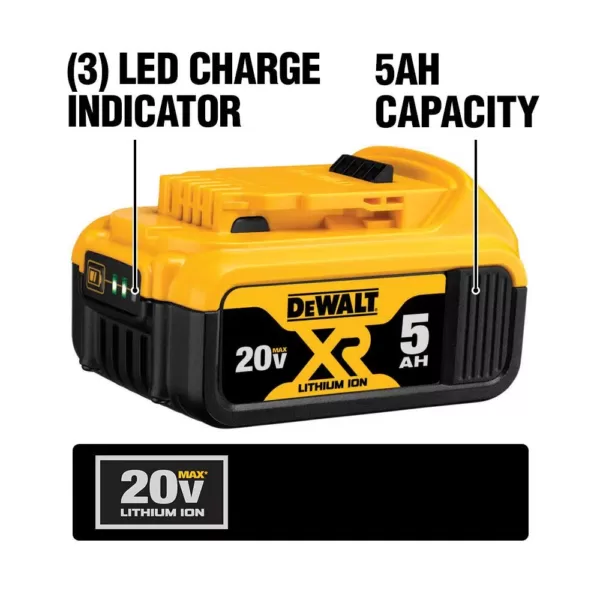 DEWALT 20-Volt MAX XR Cordless Brushless Jigsaw with 5 in. Random Orbital Sander, (1) 20-Volt 5.0Ah Battery & Charger