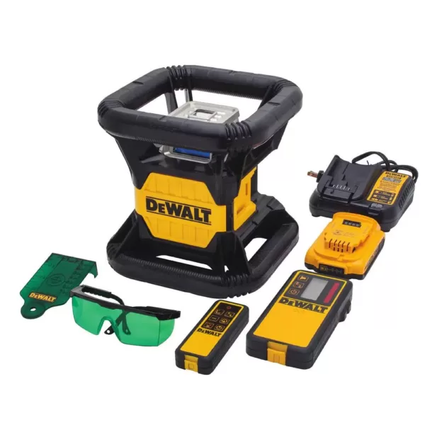 DEWALT 20-Volt MAX Lithium-Ion Red Rotary Green Laser Level, 20-Volt Battery 2Ah, Charger, TSTAK Storage Case, & Bonus Stand