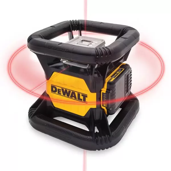 DEWALT 20-Volt MAX Lithium-Ion 200 ft. Red Self Leveling Rotary Laser Level with Detector, Battery 2Ah, Charger, & TSTAK Case