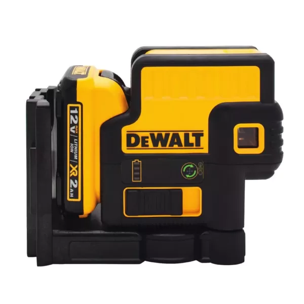 DEWALT 12-Volt MAX Lithium-Ion 100 ft. Green Self-Leveling 5-Spot Beam Laser with Battery 2Ah, Charger, & TSTAK Case