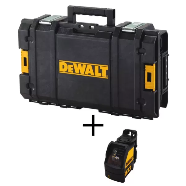 DEWALT 165 ft. Green Self-Leveling Cross Line Laser Level with Bonus 22 in. ToughSystem Tool Box