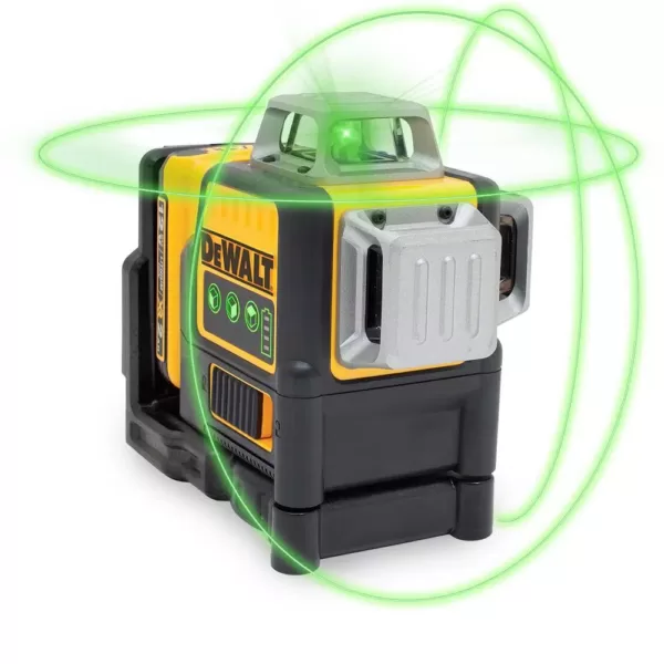 DEWALT 12-Volt MAX Lithium-Ion 100 ft. Green Self-Leveling 3-Beam 360 Degree Laser Level with 2.0Ah Battery, Charger & Case