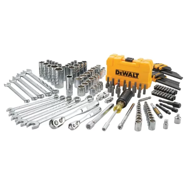 DEWALT 1/4 in. x 3/8 in. Drive Polished Chrome Mechanics Tool Set (142-Piece) with Bonus TOUGHSYSTEM 22 in. 2-Drawer Tool Box