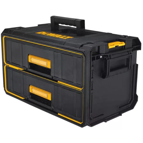 DEWALT 1/4 in. x 3/8 in. Drive Polished Chrome Mechanics Tool Set (142-Piece) with Bonus TOUGHSYSTEM 22 in. 2-Drawer Tool Box