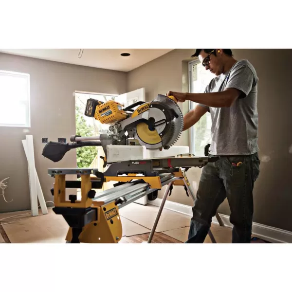 DEWALT FLEXVOLT 120-Volt MAX Cordless Brushless 12 in. Miter Saw with AC Adapter, (2) FLEXVOLT 6.0Ah Batteries & Stand