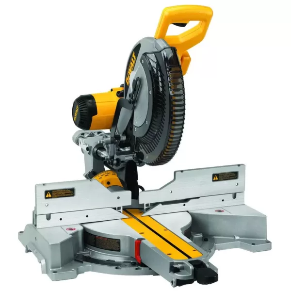 DEWALT 15 Amp Corded 12 in. Double-Bevel Sliding Compound Miter Saw with Bonus 20 Series 12 in. 60T Fine Finish Saw Blade