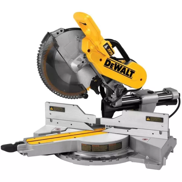 DEWALT 15 Amp Corded 12 in. Double Bevel Sliding Compound Miter Saw with XPS technology, Blade Wrench & Material Clamp