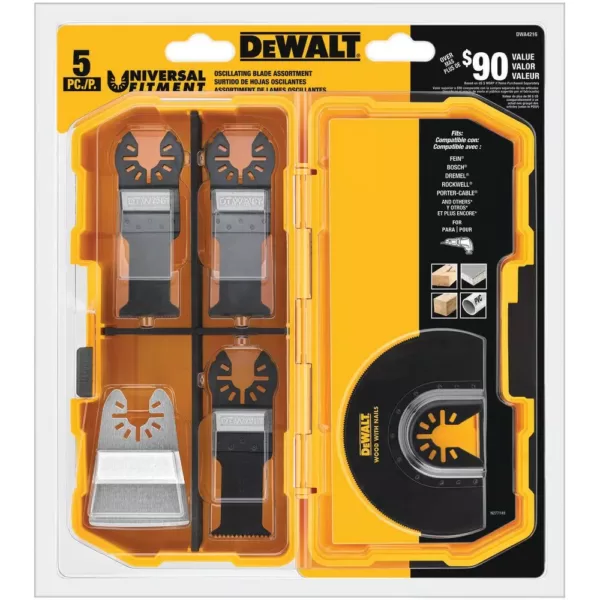 DEWALT Oscillating Blade Set (5-Piece) with Bonus Oscillating Fast Cut Carbide Grout Removal Blade