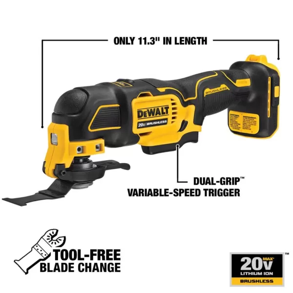 DEWALT ATOMIC 20-Volt MAX Cordless Brushless Oscillating Multi-Tool with (1) 20-Volt Battery 4.0Ah