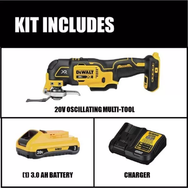 DEWALT 20-Volt MAX XR Cordless Brushless 3-Speed Oscillating Multi-Tool with (1) 20-Volt 3.0Ah Battery & Charger