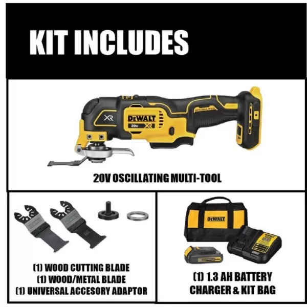 DEWALT 20-Volt MAX XR Cordless Brushless 3-Speed Oscillating Multi-Tool with (1) 20-Volt 1.5Ah Battery & Charger