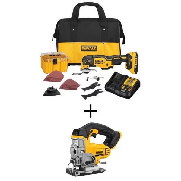 DEWALT 20-Volt MAX XR Cordless Brushless 3-Speed Oscillating Multi-Tool with (1) 20-Volt 2.0Ah Battery & Jigsaw