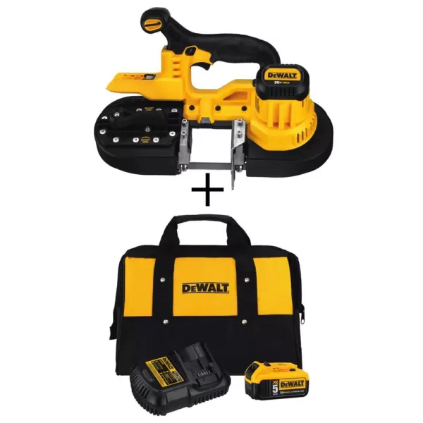 DEWALT 20-Volt MAX Cordless Band Saw with (1) 20-Volt Battery 5.0Ah & Charger