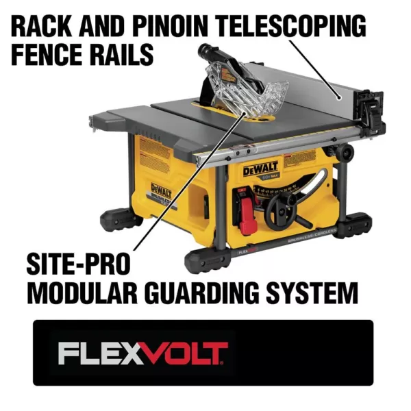 DEWALT FLEXVOLT 60-Volt MAX  Cordless Brushless 8-1/4 in. Table Saw Kit with (2) FLEXVOLT 6.0Ah Batteries