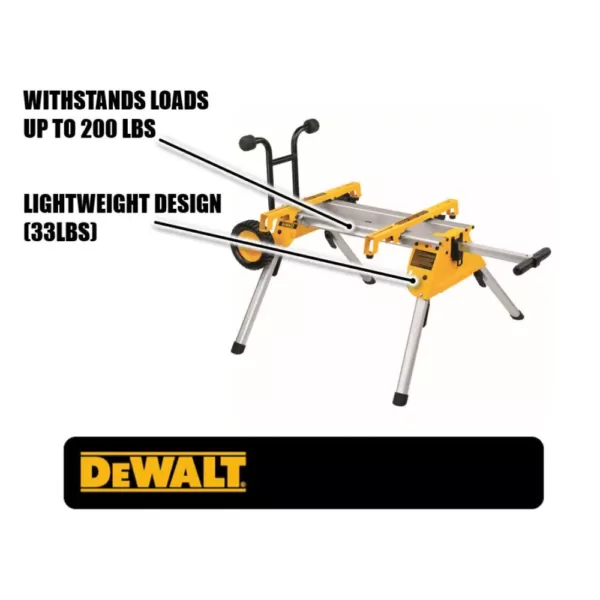 DEWALT 15 Amp Corded 8-1/4 in. Compact Jobsite Tablesaw with Bonus Heavy-Duty Rolling Table Saw Stand