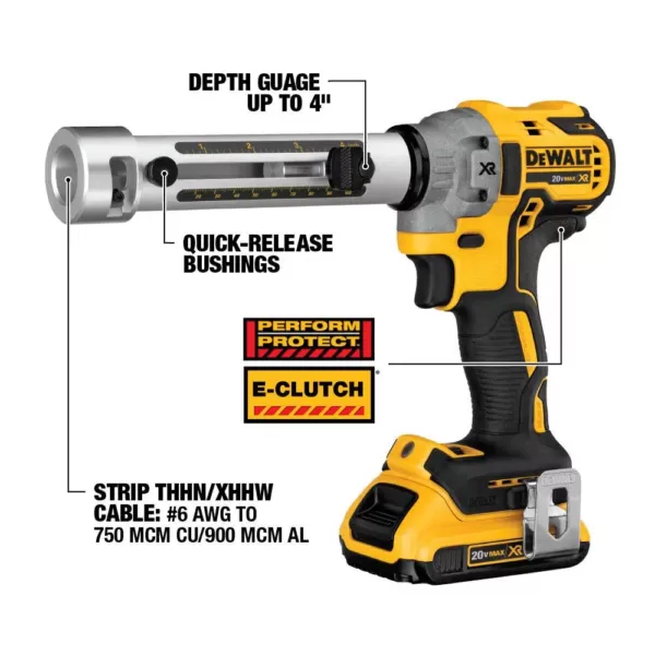 DEWALT 20-Volt MAX Cordless Electrical Cable Cutting Tool, (1) 20-Volt 2.0Ah Battery, Charger & Cordless Cable Stripper Kit