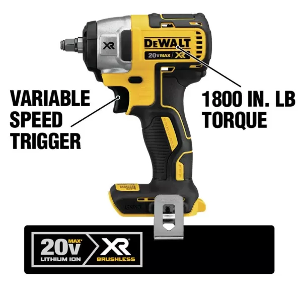 DEWALT 20-Volt MAX XR Cordless Barrel Grip Jigsaw with (1) 20-Volt 2.0Ah Battery & 3/8 in. Impact Wrench