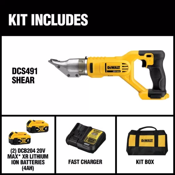 DEWALT 20-Volt MAX Cordless 14-Gauge Swivel Head Double Cut Shears with (2) 20-Volt Batteries 4.0Ah & Impact Driver