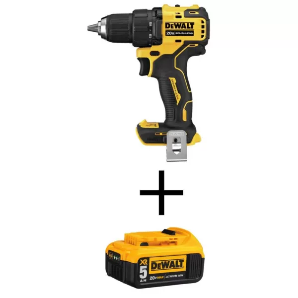 DEWALT ATOMIC 20-Volt MAX Cordless Brushless Compact 1/2 in. Drill/Driver with (1) 20-Volt 5.0Ah Battery