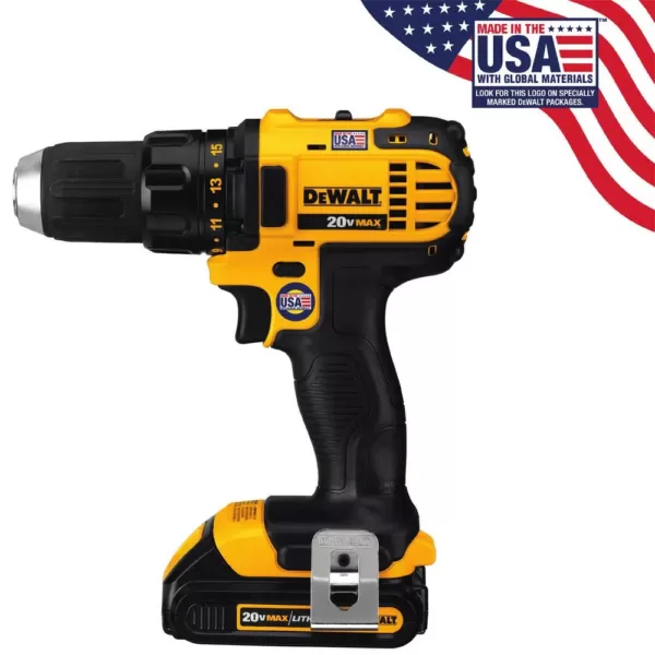 DEWALT 20-Volt MAX Cordless Compact 1/2 in. Drill/Drill Driver with (2) 20-Volt 1.3Ah Batteries, Charger & Bag