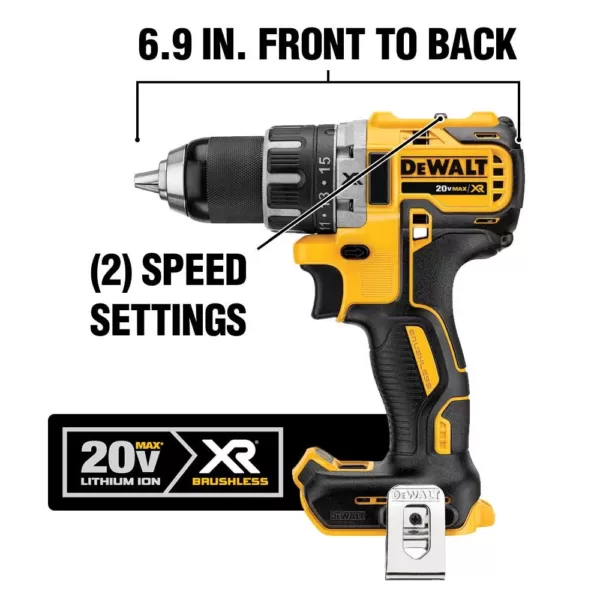 DEWALT 20-Volt MAX XR Cordless Brushless 1/2 in. Drill/Driver (Tool-Only)