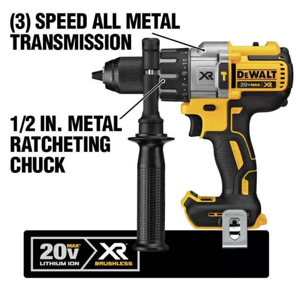 DEWALT 20-Volt MAX XR Cordless Brushless 3-Speed 1/2 in. Drill/Driver with (2) 20-Volt 5.0Ah Batteries & Charger