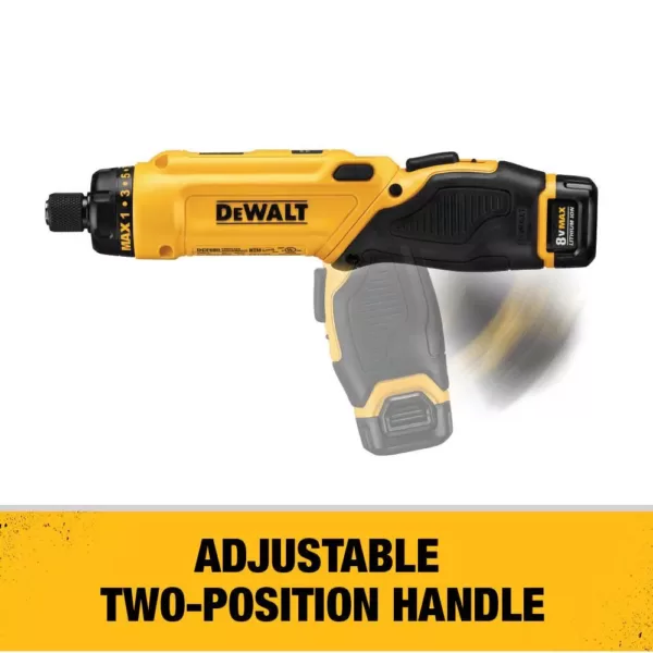 DEWALT 8-Volt MAX Cordless Gyroscopic Screwdriver with Adjustable Handle, (1) 1.0Ah Battery, Charger & Bag