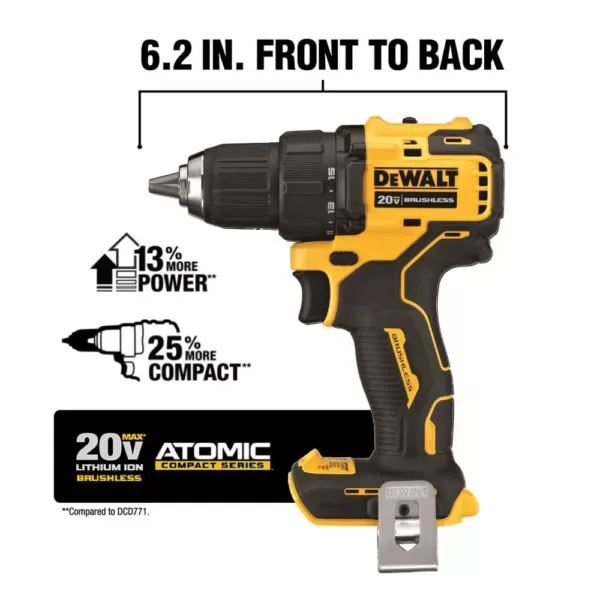 DEWALT ATOMIC 20-Volt MAX Cordless Brushless 1/2 in. Drill/Driver Kit, (1) 4.0Ah Battery, 1/4 in. Impact Driver & Tough System