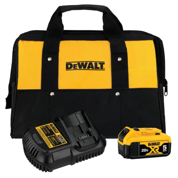 DEWALT 20-Volt MAX XR Premium Lithium-Ion 5.0Ah Battery Pack, Charger & Kit Bag