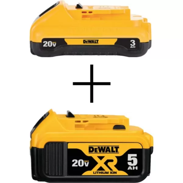 DEWALT 20-Volt MAX Lithium-Ion 3.0 Ah Compact Battery with (1) 20-V Battery 5.0 Ah