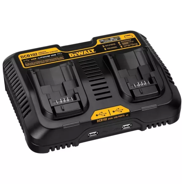 DEWALT 12-Volt to 20-Volt MAX Lithium-Ion Dual Port Jobsite Charging Station with (2) USB Ports