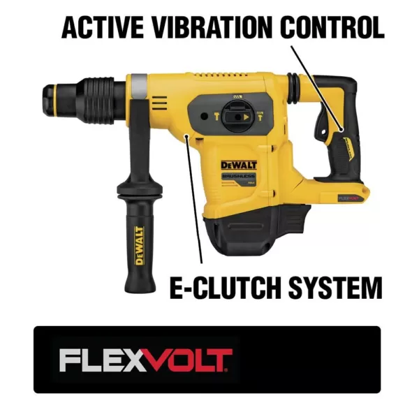 DEWALT FLEXVOLT 60-Volt MAX Brushless 1-9/16 in. SDS MAX Rotary Hammer, (2) FLEXVOLT 9.0Ah Batteries & 1/2 in. Impact Wrench