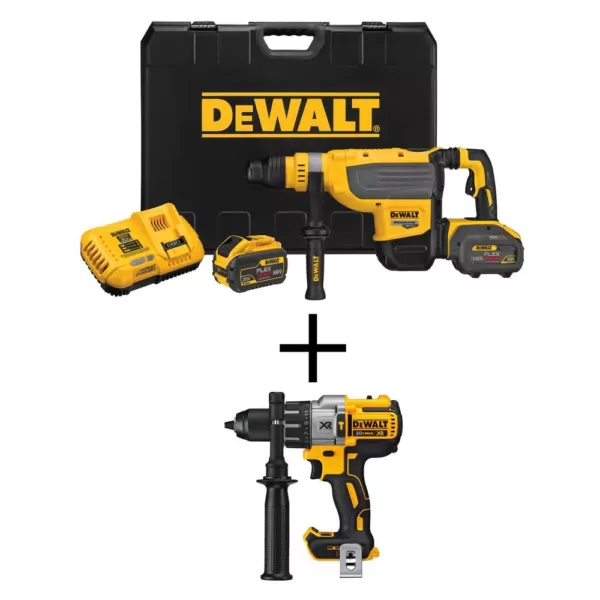 DEWALT FLEXVOLT 60-Volt MAX Brushless 1-7/8 in. SDS MAX Rotary Hammer, (2) FLEXVOLT 9.0Ah Batteries & Hammer Drill/Driver