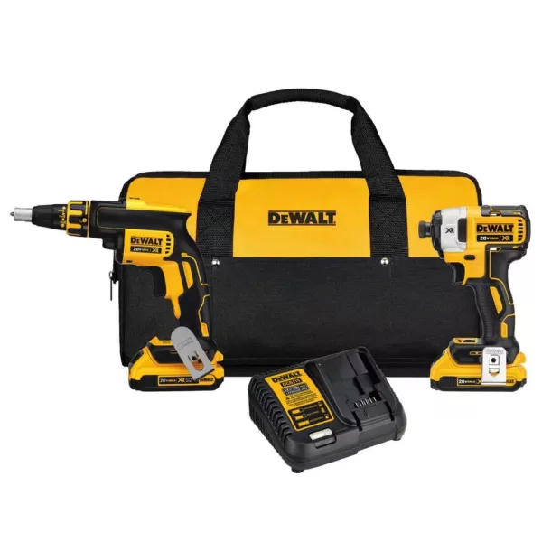 DEWALT 20-Volt MAX XR Cordless Drywall Screw Gun/Impact Driver Combo Kit (2-Tool) with (2) 20-Volt 2.0Ah Batteries & Charger