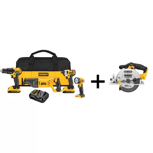 DEWALT 20-Volt MAX Cordless Combo Kit (4-Tool) with (2) 20-Volt 2.0Ah Batteries & 6-1/2 in. Circular Saw