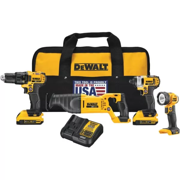 DEWALT 20-Volt MAX Cordless Combo Kit (4-Tool) with (2) 20-Volt 2.0Ah Batteries & 5 in. Random Orbital Sander