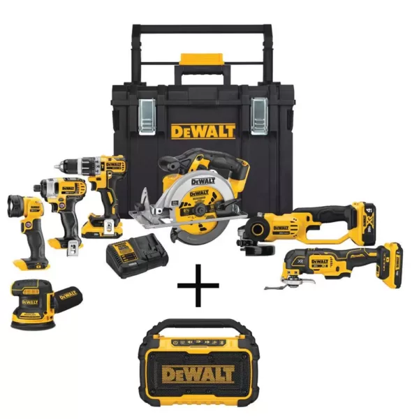 DEWALT 20-Volt MAX Cordless Combo Kit (7-Tool) with ToughSystem Case, (1) 4.0Ah Battery, (2) 2.0Ah Batteries & Speaker