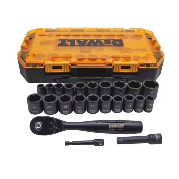 DEWALT 3/8 in. Drive Combination Deep Impact Socket Set with Ratchet (23-Piece)