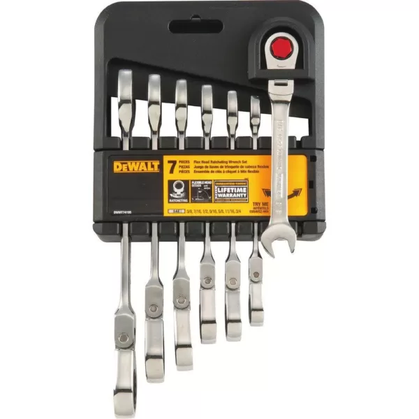 DEWALT SAE Ratcheting Flex Head Combination Wrench Set (7-Piece)